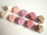 Pastel Geometric Wood Beads Mix 5 Colors