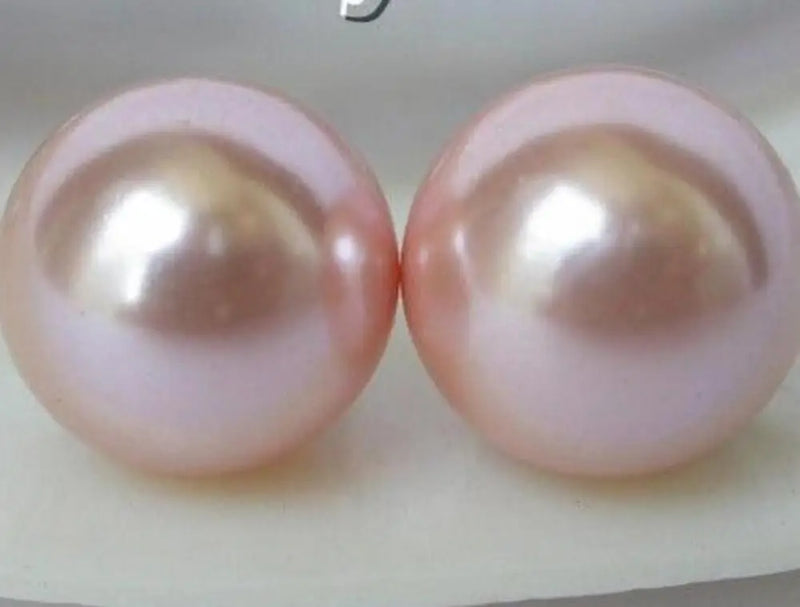 Peach Pink Sea Shell Pearl Earrings 12mm Jewelry