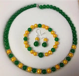 Shell Pearl Green Jade Jewelry Set - Watch, Necklace, Bracelet, Earrings