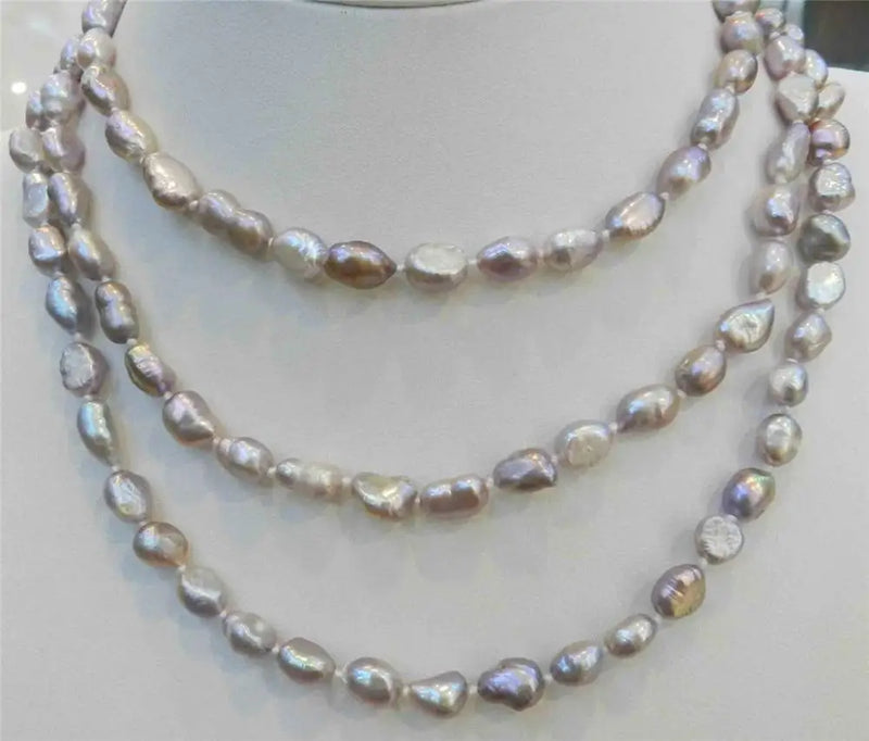 47 Inch 7x9mm Purple Akoya Cultured Pearl Necklace