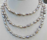 47 Inch 7x9mm Purple Akoya Cultured Pearl Necklace