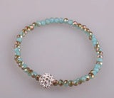 Sparkling Glass Beads Stretch Bracelet with Pave Ball