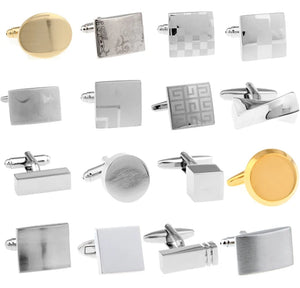 Brushed Metal Cufflinks for Men Shirt Sleeve Button