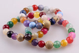 Micro Zircon Pave Ball 10mm Multicolor Agat Stone Bracelet