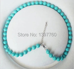 8mm Natural Round Necklace 18''