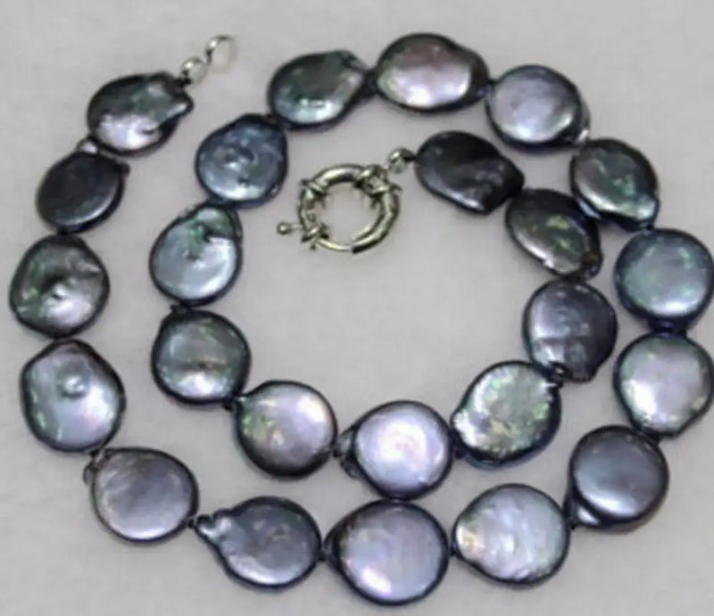 Natural Freshwater Pearl Necklace Large 12-13mm Coin Shape