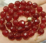 10mm Red Faceted Round Bead Necklace 18''