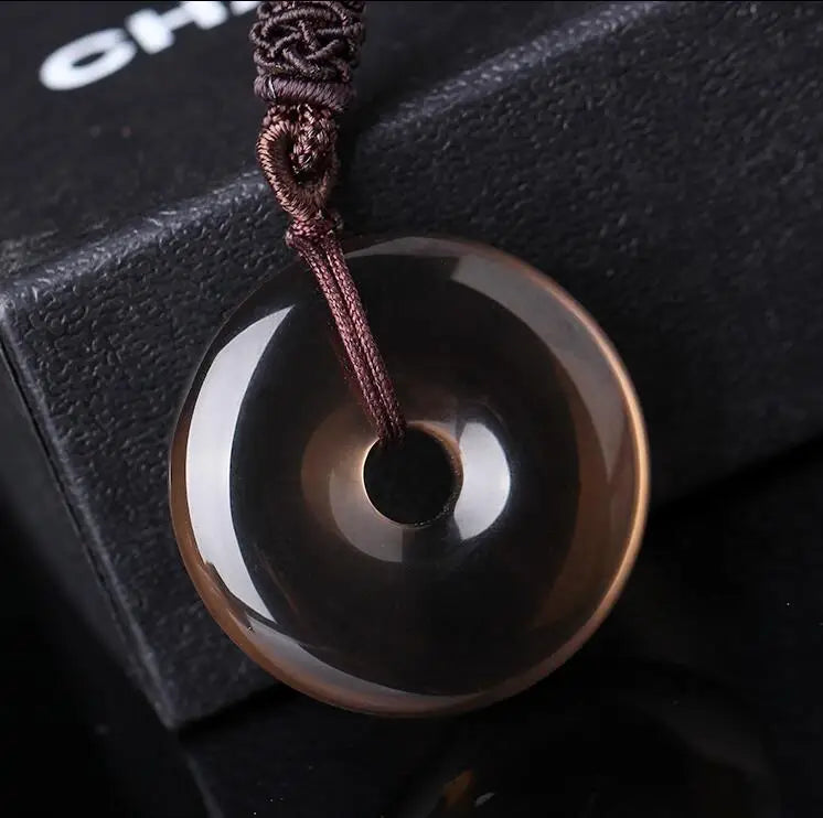 Natural Tea Crystal Peace Buckle Pendant
