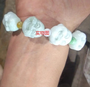 Natural Jadeite Jade Buddha Head 18 Head Arhat Jade Bracelet