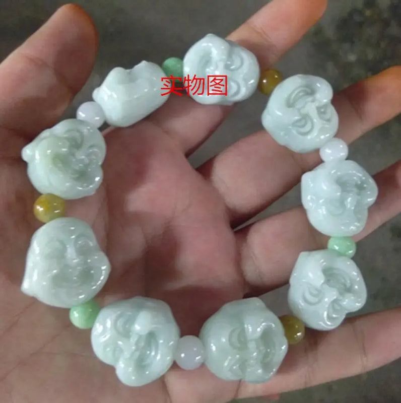 Natural Jadeite Jade Buddha Head 18 Head Arhat Jade Bracelet