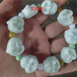 Natural Jadeite Jade Buddha Head 18 Head Arhat Jade Bracelet