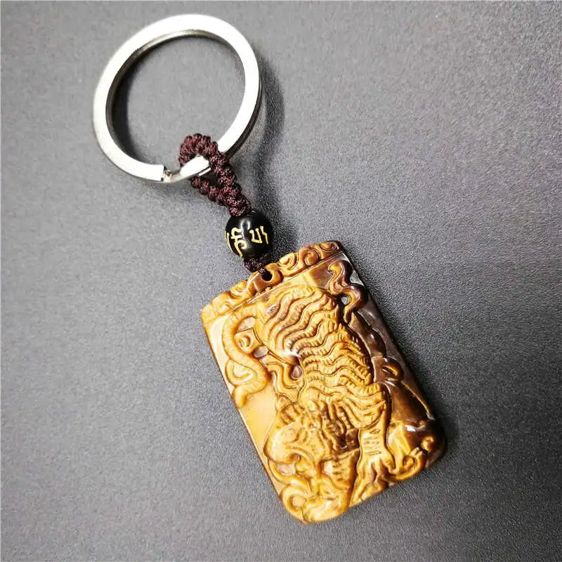 Tiger Eye Pseudocrocidolite KeyChain Men's Crystal Lucky Accessories