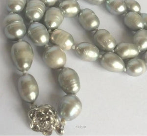 Gray Rice Akoya Freshwater Pearl Necklace 9-10mm