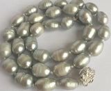 Gray Rice Akoya Freshwater Pearl Necklace 9-10mm