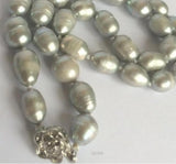 Gray Rice Akoya Freshwater Pearl Necklace 9-10mm