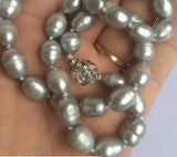 Gray Rice Akoya Freshwater Pearl Necklace 9-10mm