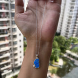 9*15mm op05 Dark Opal Tahoe Necklace Synthetic Opal 925 Silver Pendant with cz