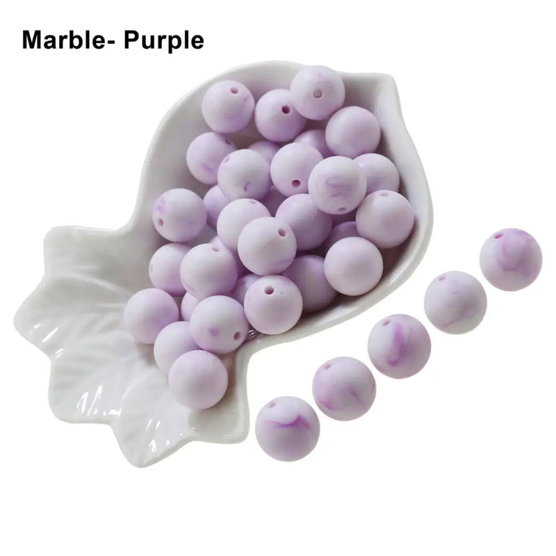 Marble Silicone Beads Chewable Teething 100 pcs