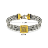 18k Silver Stainless Steel Bracelet with Stone for Men Women
