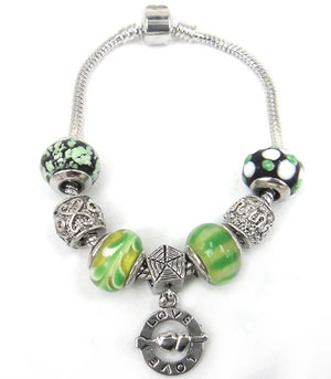 European Style Green Tone Lover Charm Bracelet Women Gift Jewelry