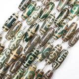 10x40mm Green DZI Beads Tibet Agates Stone 6pcs