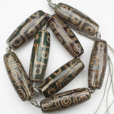10x40mm Green DZI Beads Tibet Agates Stone 6pcs