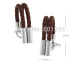 Brown PU Leather Cufflinks Copper Material Wholesale & Retail