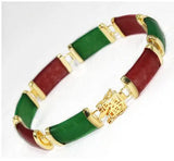Red and Green Jade Bracelet - Traditional Eastern Fashion