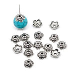 Silver Flower Bead Caps 10x4mm, Pack of 100
