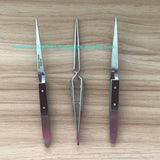 2 PCS Straight Flat Selflock Tweezers for Jewelry Tools