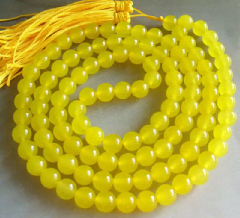 Vintage Tibetan 108 Golden Stone Prayer Buddha Bead Necklace