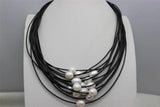 10x12mm Freshwater Pearls Leather Cord Necklace