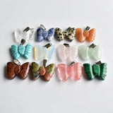 12pcs Natural Stone Mixed Butterfly Charms Pendants for Necklace Making