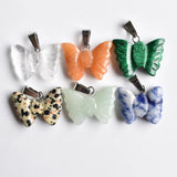 12pcs Natural Stone Mixed Butterfly Charms Pendants for Necklace Making