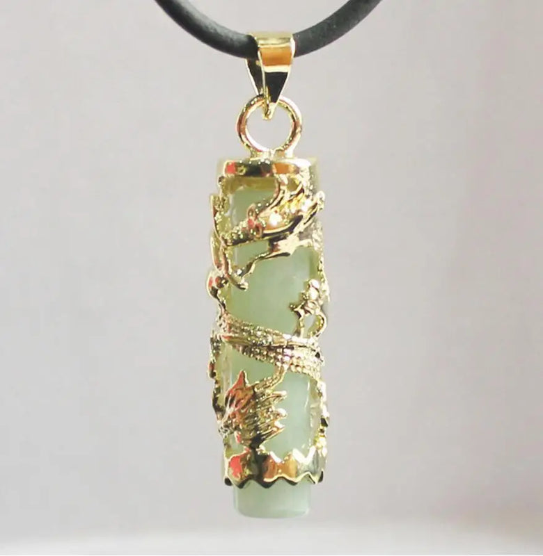 Chinese Natural JADE WOMEN'S Dragon Pendant Necklace