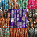 Multicolor Stripes Carnelian Cylinder Loose Beads