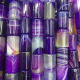 Multicolor Stripes Carnelian Cylinder Loose Beads