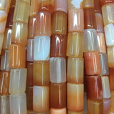 Multicolor Stripes Carnelian Cylinder Loose Beads