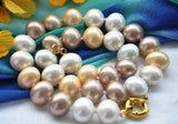 Elegant 16mm Multicolor Egg South Sea Shell Pearl Necklace
