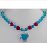 Red Jade Bead & Heart Pendant Necklace for Lady