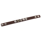Brown Leather Bracelet 5 Metal Button Charms DIY Jewelry