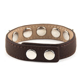 Brown Leather Bracelet 5 Metal Button Charms DIY Jewelry
