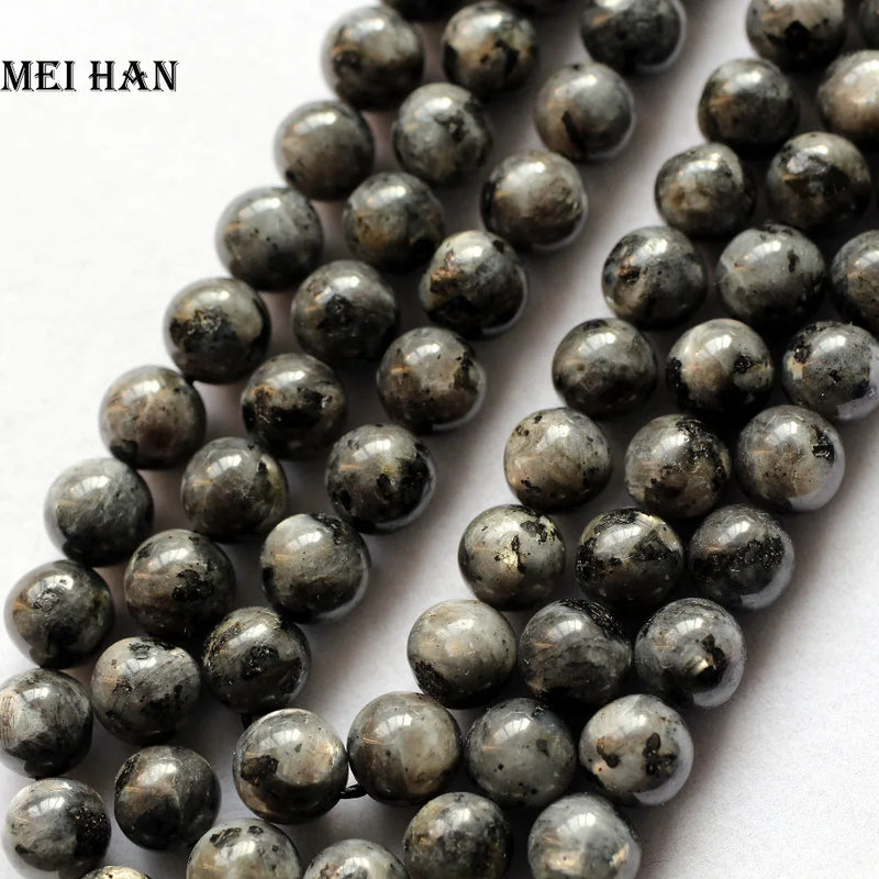 Natural Stone Larvikite Labradorite Smooth Round Beads for DIY Bracelet