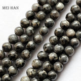 Natural Stone Larvikite Labradorite Smooth Round Beads for DIY Bracelet