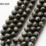 Natural Stone Larvikite Labradorite Smooth Round Beads for DIY Bracelet