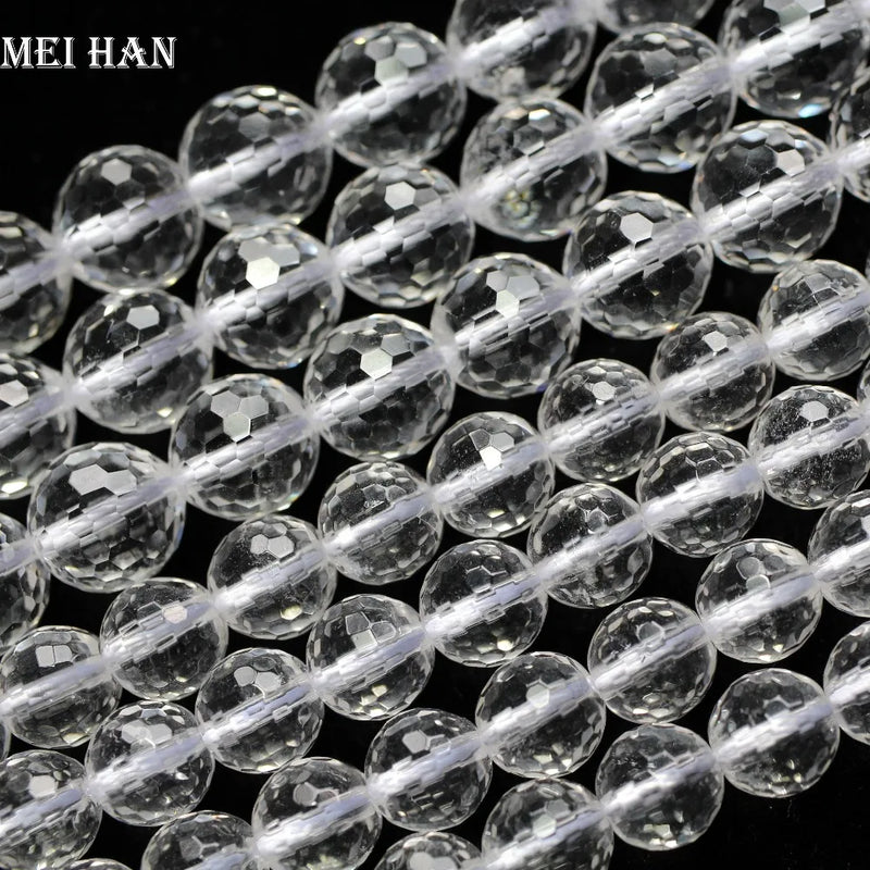 Faceted Round 8mm 10mm Crystal Beads Set of 2 Strands for Jewelry Making