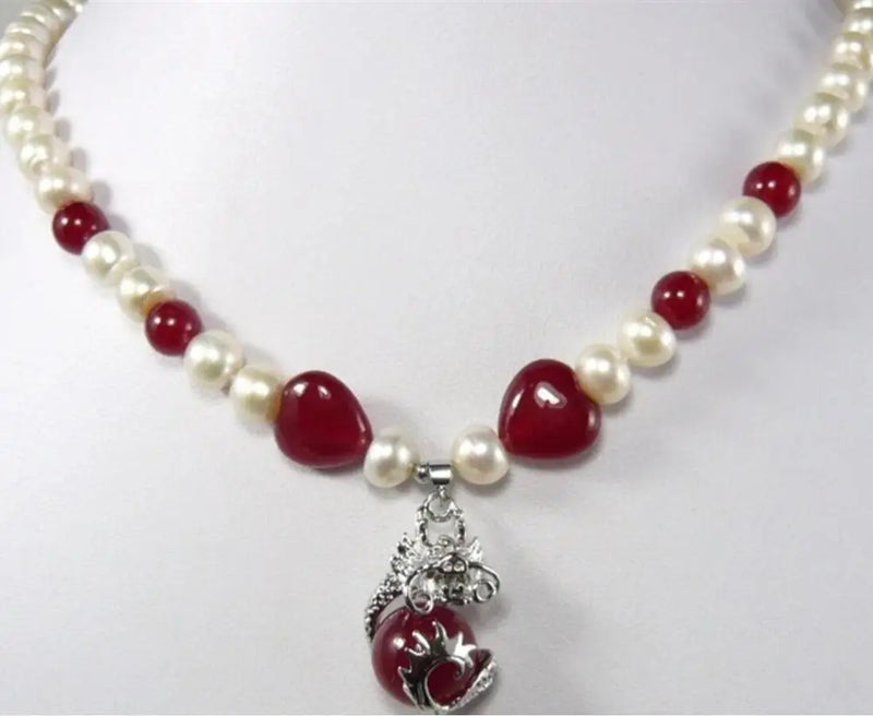 Elegant Red Jade Necklace with Fancy Pendant