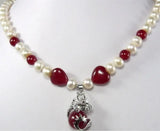 Elegant Red Jade Necklace with Fancy Pendant