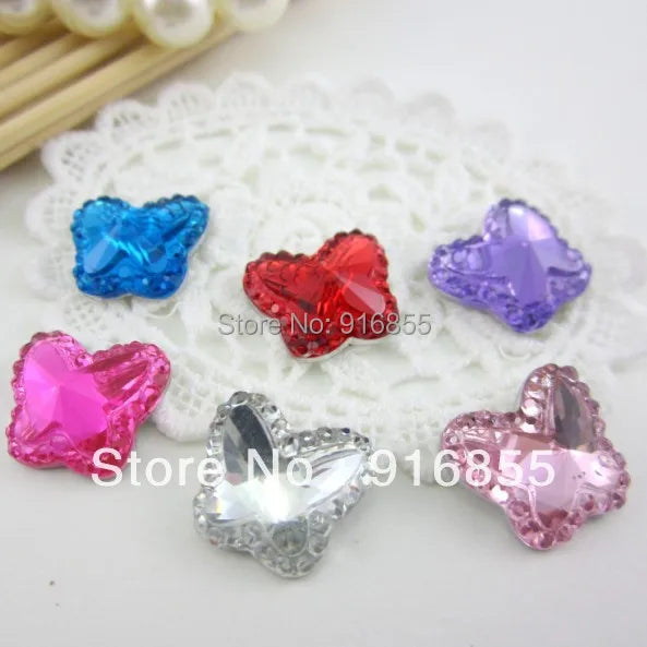 100pcs 17*13.5mm Butterfly Resin Rhinestones DIY Decoration