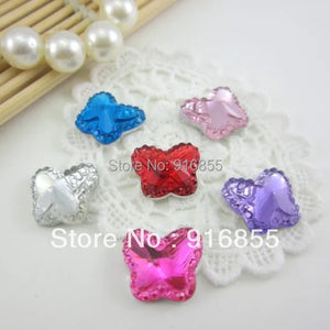 100pcs 17*13.5mm Butterfly Resin Rhinestones DIY Decoration